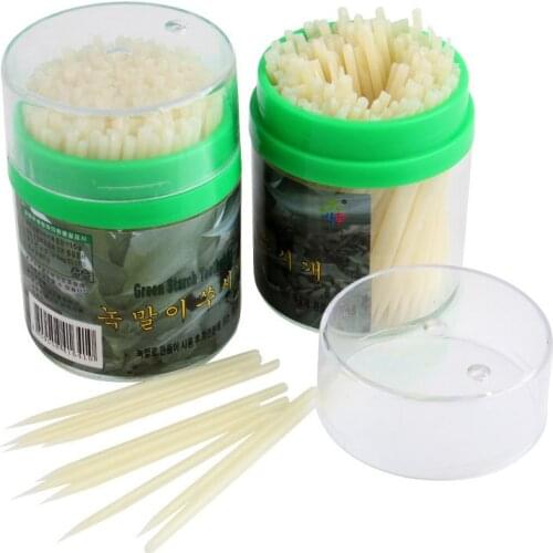 Korean Crystal Corn Starch Toothpick Mondadientes Edible Eco-Friendly Green 200pcs in Plastic Box Free Shipping