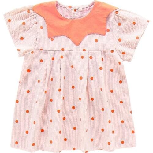 Summer New Kids Girls Doll Collar Dotted Dress