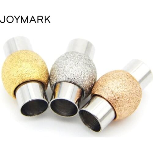 JOYMARK 7 Sizes 2mm-8mm Hole 3 Colors Stainless Steel Magnetic Clasps For Round Leather Bracelets Necklace Making BXGC-056