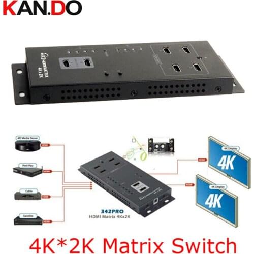 342 4x2 HDMI Matrix Switch with Remote Control,HDMI switch box support 1080P,4 input ports,2 output ports HDMI switch adapter