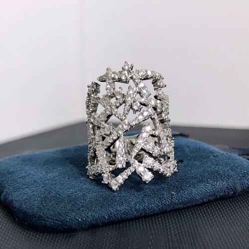 New fashion jewelry large design cross cross ring European all-stone rock ring for men and women banquet party boutique jewelry