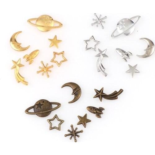 Cosmos Theme Resin Filler 35 Pieces Alloy Epoxy Resin Supplies Xingyue Spacecraft Filler Accessories Jewelry Making