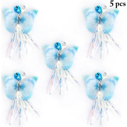 5Pcs Cat Stick Toy Replacement Ribbon Cat Pet Wand Attachments Pet Teaser Refills Funny Butterfly Shape With Bell Toy Cat Favors