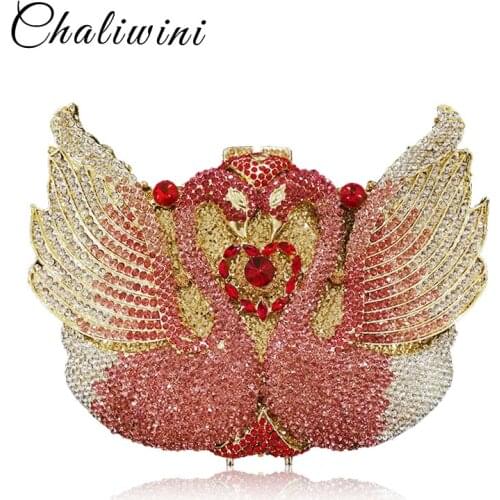 Pair Animal Bird Hollow Out Diamond Luxury Shoulder Wedding Evening Clutch Bag Lady Toiletry Bag Colorful Crystal Mini Wallet