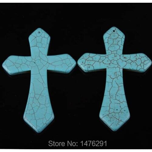 Howlite Stone Veins Cross Bead Pendant 58X80MM