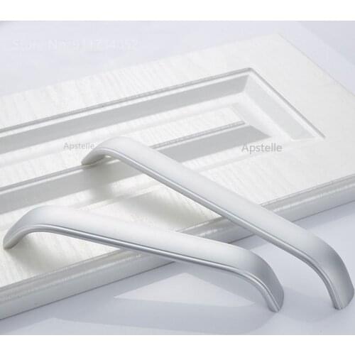 Cabinet Drawer Pulls Closet Door Hardware 96mm/128mm Silver European Fashion Aluminum Cupboard Kitchen Knob House Handle