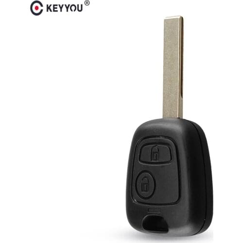 KEYYOU 2 Buttons Replacement Car Key Case Shell Blank with Groove For Citroen C2 C3 C4 C6