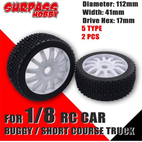 SURPASS HOBBY 2PCS 112MM 1/8 Buggy Crawler Off-Road Car Wheels Tires Parts for Redcat Team Losi VRX HPI Kyosho HSP Carson Hobao