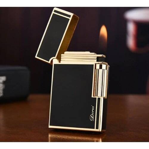 Clear Ping Sound Lighter Grinding Wheel Cigarette Lighters Creative Men Metal Gas Inflatable Butane Flame Lighter Best Gift