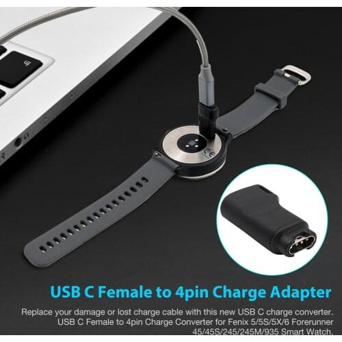 USB Type C to 4 Pin Charging Cable Converter Adapter For Garmin Fenix 5/5S/5X/6 For Forerunner 45/45S/245/245M/935 Smart Watch
