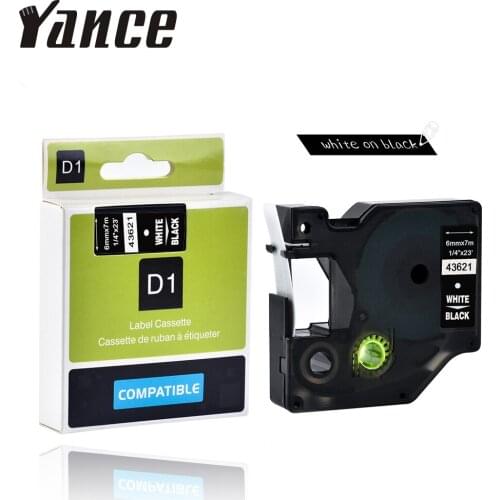 Yance Compatible Dymo D1 label maker machine 43621 white on black 6mm label maker tape for DYMO label printer LM160 280 DYMO PNP