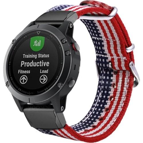 YOOSIDE Fenix 6X 26mm Woven Nylon Durable American US Flag Quick Fit Watch Strap Band for Garmin Fenix 5X/5X Plus/Fenix 3/3 HR