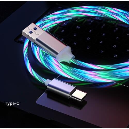 LED Light Charger USB Cable for Xiaomi Redmi Note10 Huawei P40 Pro OPPO VIVO Type C Cable 3A Fast Charging Cord USB C Cable