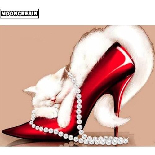 5D Diy Diamond Painting Cat Full Square Needlework Cross Stitch Diamond Embroidery High Heels Mosaic Christmas Gift Decoration