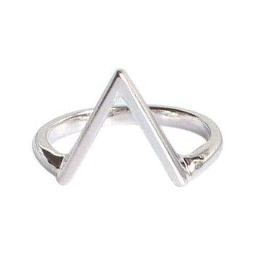 925 Sterling Silver Fashion Geometric Wave Letter V Opening Ring Fine Jewelry For Women Party Personality Accessories