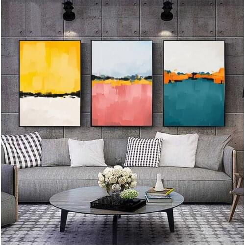 Abstract Multi Colors Blue Yellow Canvas Print Paintings Wall Art Picture Poster for Living Room Office Home Decoration No Frame