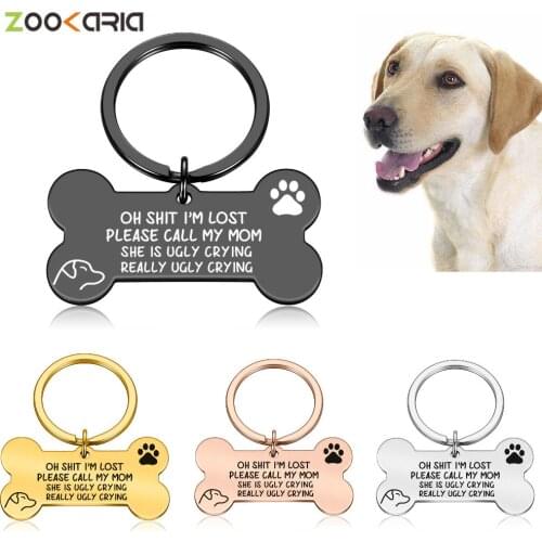 Pet Dog Cat Collar Accessories Decoration Pet ID Dog Tags Collars Stainless Steel Cat Tag Customized Tag Free Engraving