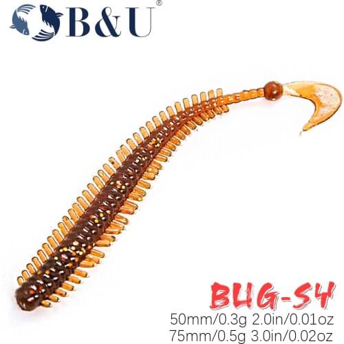 B&U BUGSY Worm Fishing Lure 50mm 65mm Soft Baits Fishing Wobbler for Pike Bass Bait Artificial Fishing soft Lure Tacke