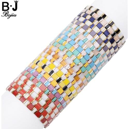 BOJIU 23 Styles Bohemian Delica Miyuki Tila Beads Bracelets For Women Adjustable Ladies Statement Bracelets Joyeria Gift BC369
