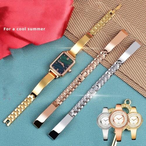 Stainless steel watch band for S-warovski 5269250 West Rail city small green watchband watch chain 8 10 12 14 16mm female steel