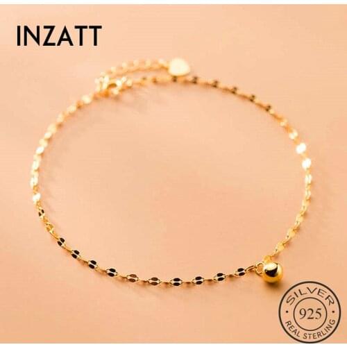 INZATT Real 925 Sterling Silver Geometry Bead Anklet For Fashion Women Party Hiphop Fine Jewelry MInimalist Accessories Gift