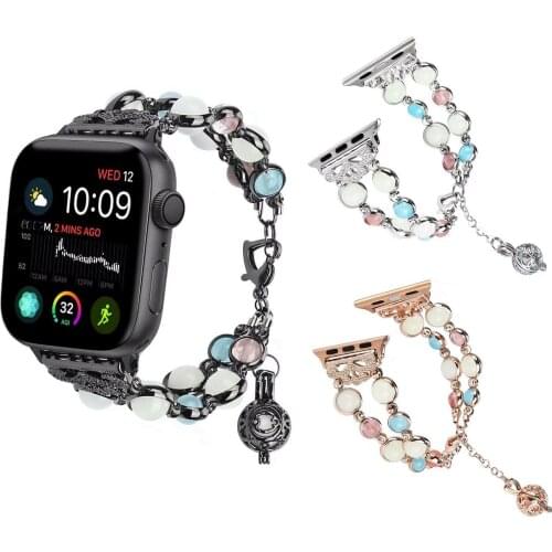 Women Jewelry Band for Apple Watch 38mm 40mm 42mm 44mm Luminous Pearl Bracelet for iWatch Series 5 4 3 2 1 Strap Wristband