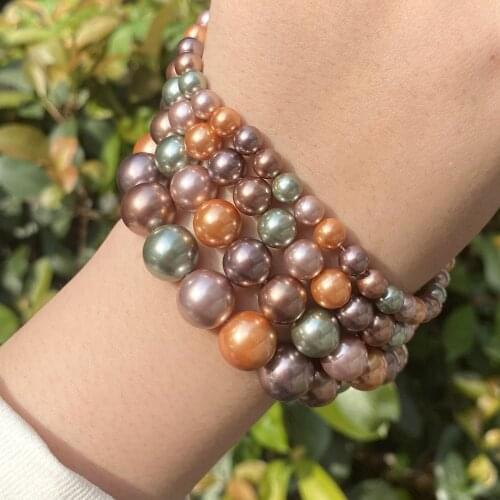 6/8/10/12mm Natural Mix Color Pearl Shell Bead Round Shape Loose Beads For Jewelry Making Diy Necklace Bracelet Accessories