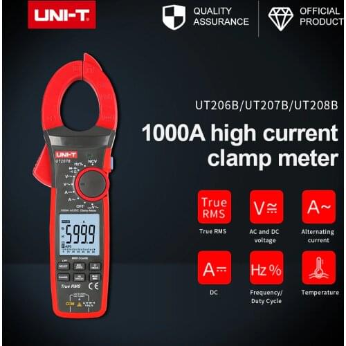 True RMS digital clamp multimeter 6000 display digits automatic range portable handheld UT206B UT207B UT208B AC DC voltage