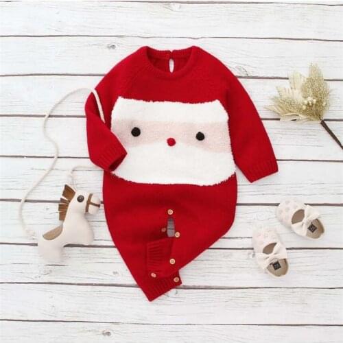 Baby Romper Christmas Newborn Knitted Baby Clothes Xmas Baby Boy Clothes Santa Claus Baby Costume Toddler Jumpsuit Girl Romper