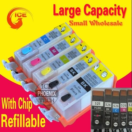 For Canon IP4850 IP4950 IX6550 IP 4850 IP 4950 IX 6550 Printer Ink Cartridges Refillable PGI-525 PGI525