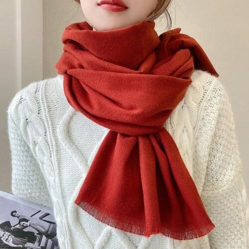 JTVOVO RUNMEIFA 2021New Pure Color Imitation Cashmere Autumn And Winter Womens Scarf Wrapped Bib Shawl Scarves Bandana Pashmina