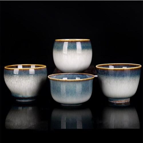 Ceramic Teacup Temmoku Glaze Brushed Master Cup Office Small Tea Bowl Creative Kung Fu Water Cup Porcelain Tea Set Drinkware