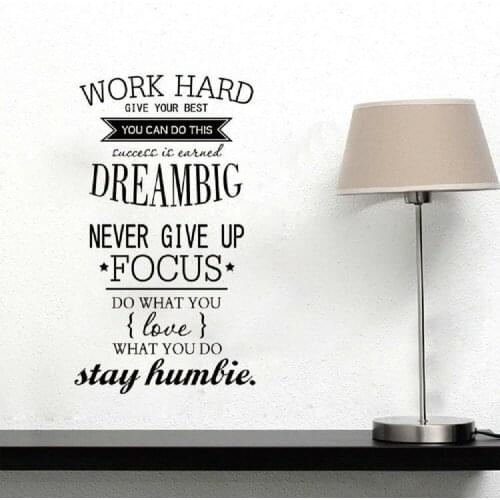 Creative Office Wall Sticker Quotes Work Hard enterprise Indoor Decor Vinyl Decal Removable Home Office Decoration Decal Z621