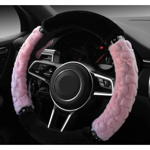 Soft Plush Car Steering Wheel Cover Steering Covers For Peugeot Car Accessories Interior Decoration Winter Funda Volante Coche