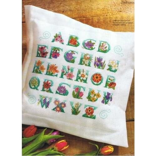 Needlework Cross stitch Handmade 14CT Counted Canvas DIY,Cross-stitch kits,Embroidery embroidery Flower Letter Pillow 39-35