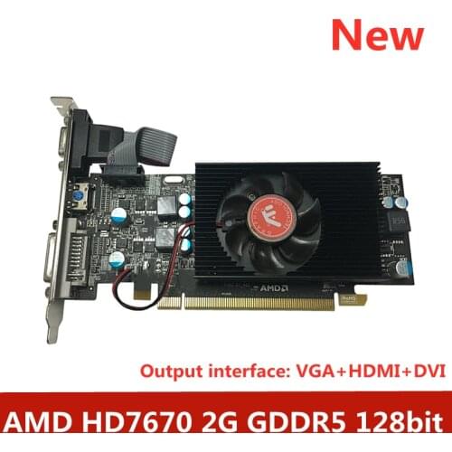 New Video Card HD7670 2G DDR5 128bit PCI-E Graphics Card with temperature controlled fan Server Size Chassis Available