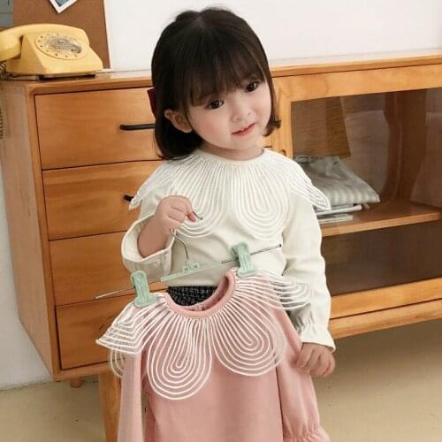 New Arrival Baby Girls Long Sleeve Blouse Top Clothing Keep Warm Cotton Blouse For Girl Petal collar Shirts Childrens Tops