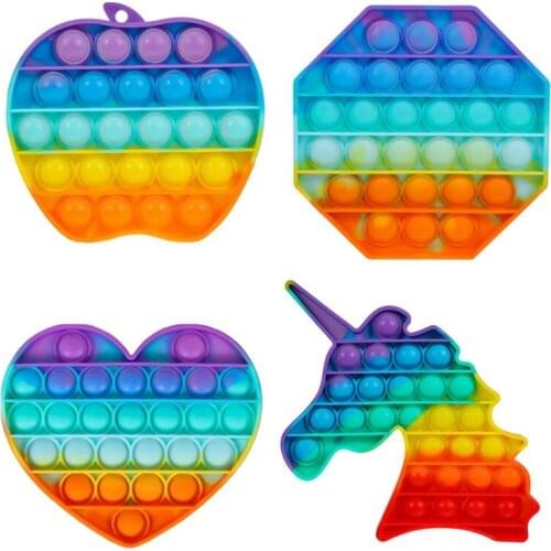 New Fashion Rainbow Push Bubble Sensory Toys for Kids Adult Autism Anxiety Stress Relief Kids Toys Squishy Game
