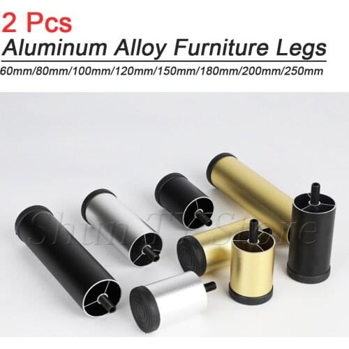 2 Pcs Adjustable Metal Furniture Legs Replacement for Sofa Office Desk Sofa Cabinet TV Foot Aluminum Alloy Furniture Table Legs
