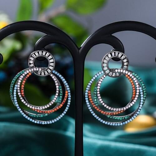 Romantic BOHO Round Circle Pendant Earrings for Women Bridal Wedding Party Jewelry Bohemia Style Top Quality Accessories
