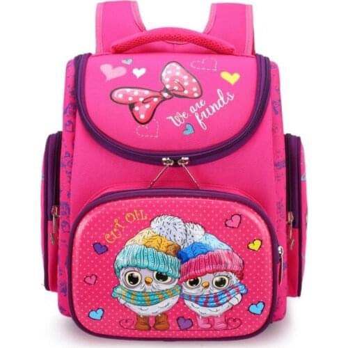 Suitable for Grade 1-3 Children Orthopedic Backpack Cartoon Car Owl School Bags for Boys Girls Waterproof Backpacks Kids Satchel