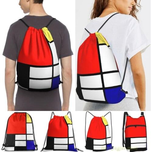Mondrian(4) Men Purpose Drawstring Backpack Bags Women Outdoor Travel Backpacks Gym Training Swimming Fitness Bag