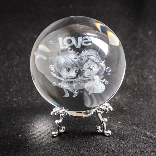 Crystal gift ball 3D Laser Engraved Ball wedding party Home Decorative balls fengshui ball