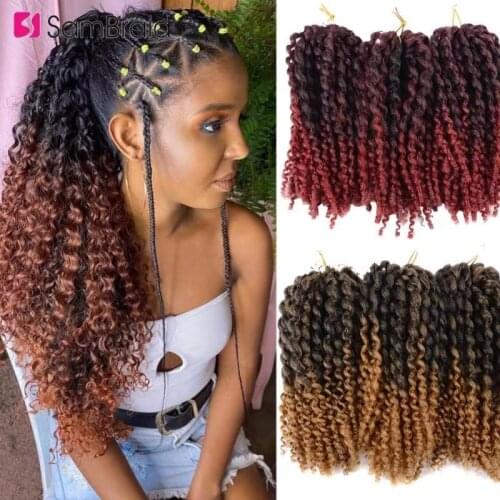 SAMBRAID kinky Marlybob Spring Curly Twist 8 Inch Crochet Braiding Hair Extensions Synthetic Braids for Hair