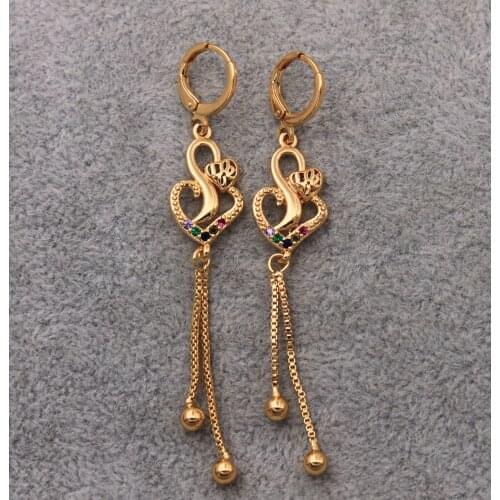 Trendy Dangle Drop Earrings Gold Plated Heart Earring For Women Fashion Jewelry Accessories Wedding Party Anniversary Gift