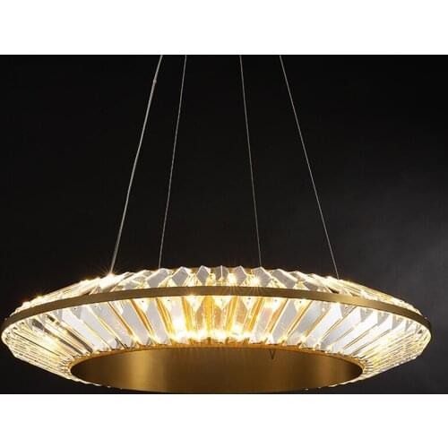 Modern Lustre Crystal Led Chandeliers Lighting Copper Led Pendant Chandelier Lights Living Room Decor Hanging Lamp Light Fixture