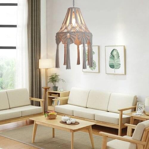 Boho Decor Handmade Ornaments Tapestry Hanging Light For Living Room Decoration Cotton Linen Simple Bohemian Handicraft