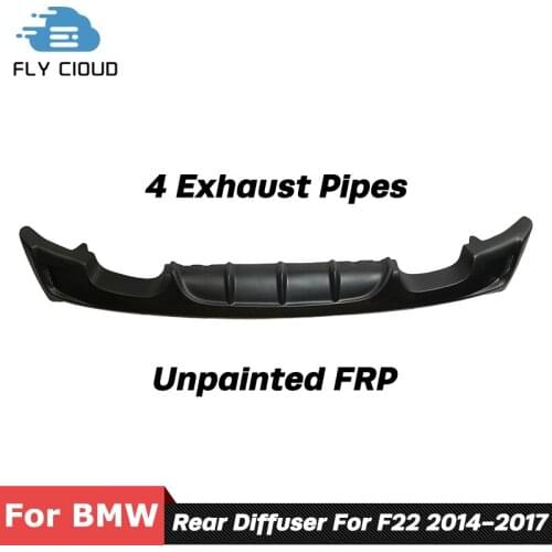 Unpaintd FRP Material 4 Exhaust Pipes Out Rear Shovel Bumper Diffuser For BMW 2 Series F22 2014-2017