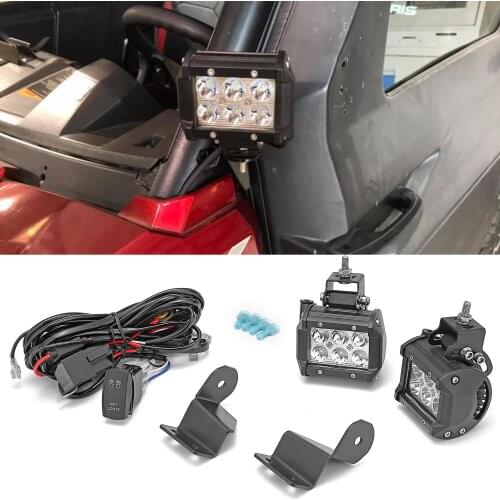 UTV Accessories 18W LED Light Pod Pro-Fit Cage A-Pillar Mounting Kit For Polaris Ranger 900 1000 2013-2020