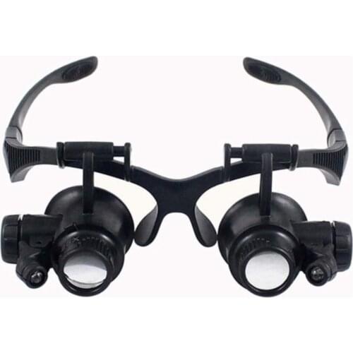 High Magnification Glasses Type Led Lighted Magnifier With 4 Lenses